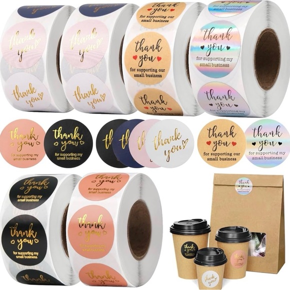 Thank You Sticker Roll Silver - Picture 2 of 4